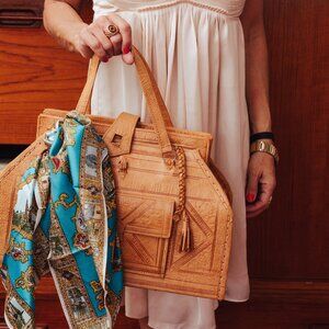 Vintage Embroidered Leather Handbag